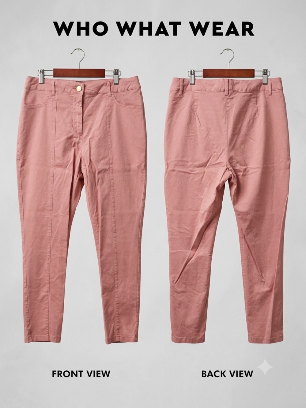 Who What Wear Pink tapered Jeans w front stitching detail faux pockets SZ 12